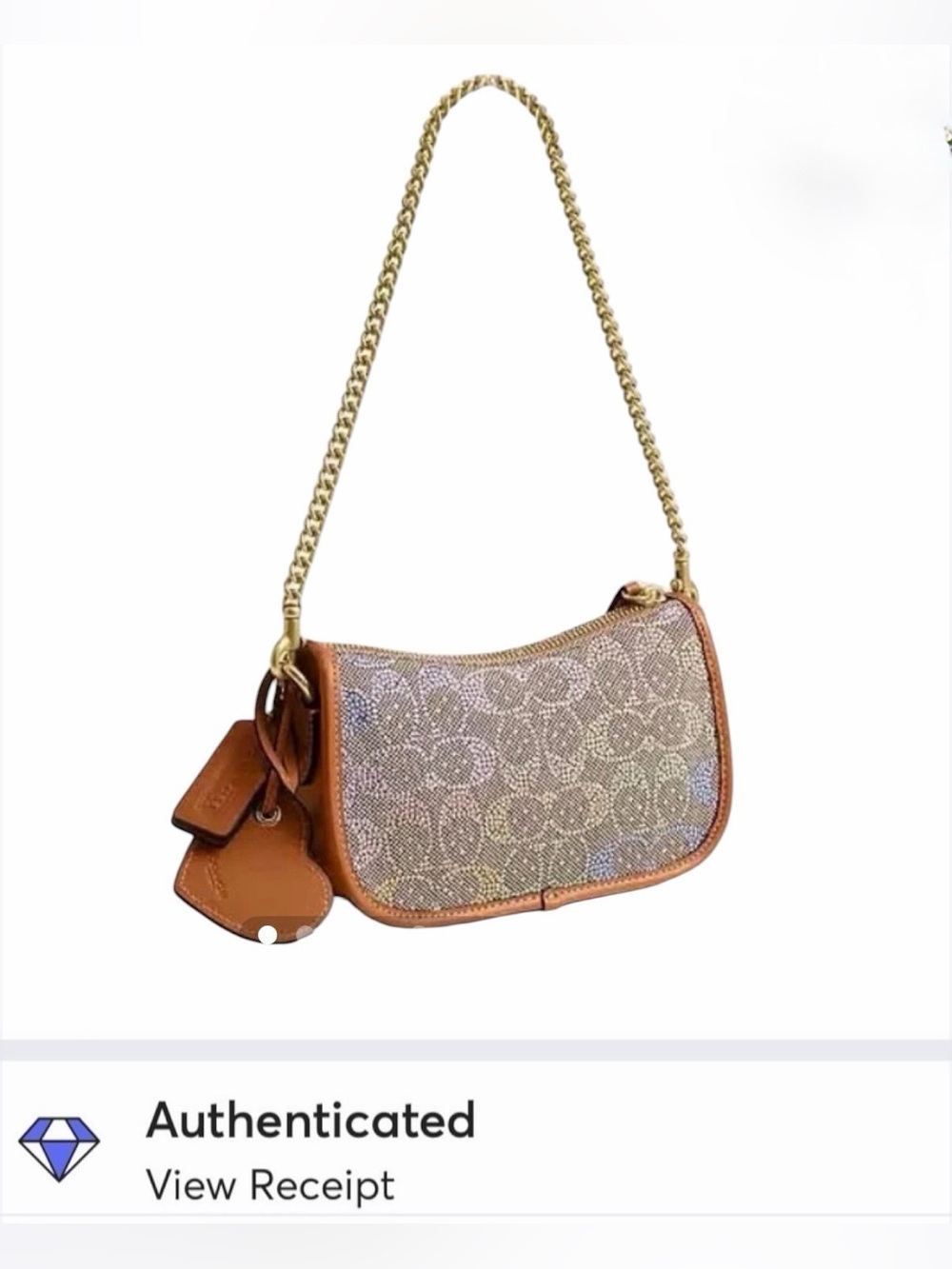 Coach Swinger Small Crystal Signature Jacquard Bag 20 with Chain NWT!